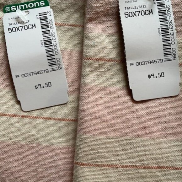 NWT SIMONS Pink Stripe Organic Cotton Tea Towel set of 2 50cm x 70cm - Picture 2 of 6